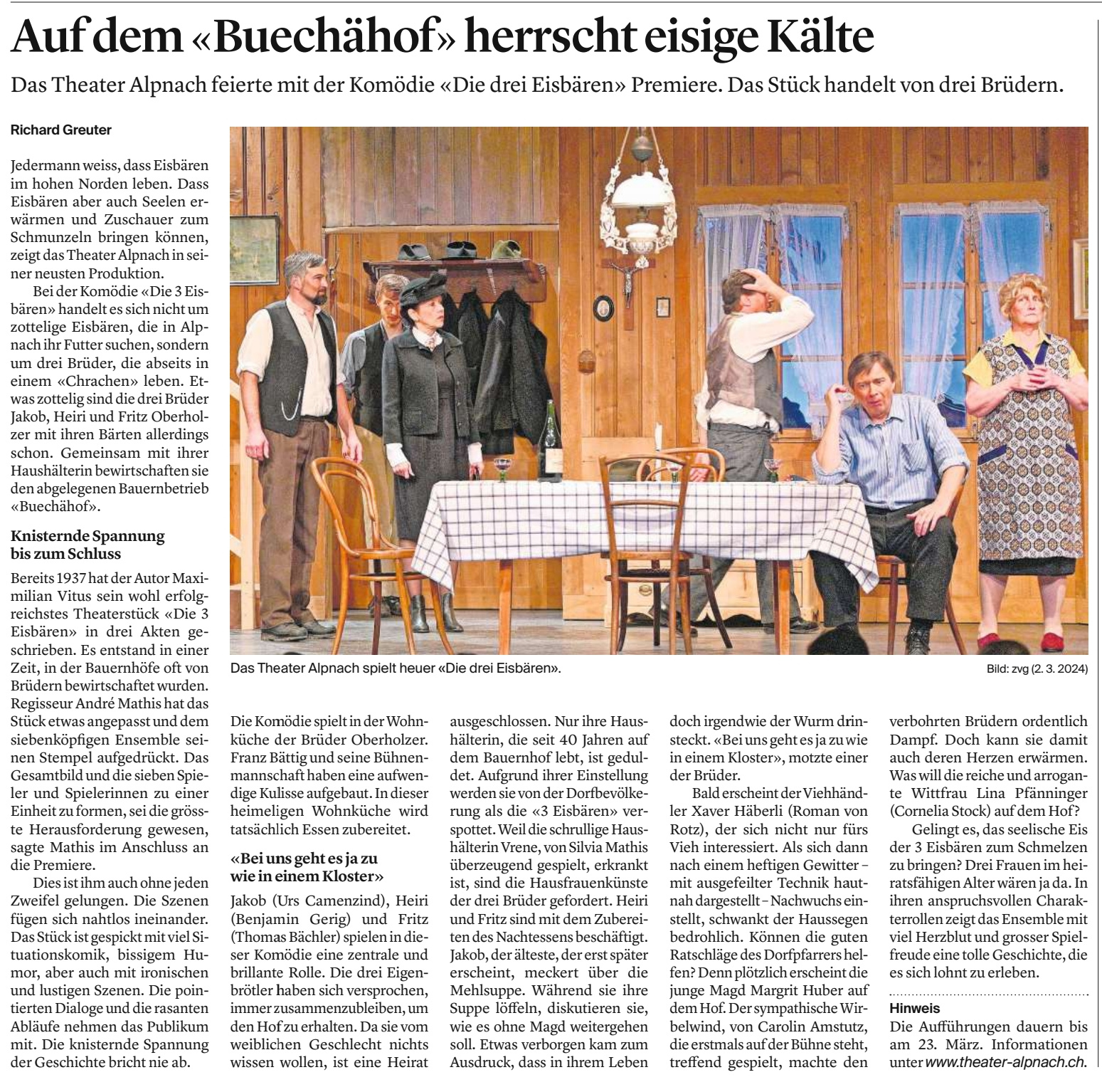 Premiere Bericht, Obwaldner Zeitung